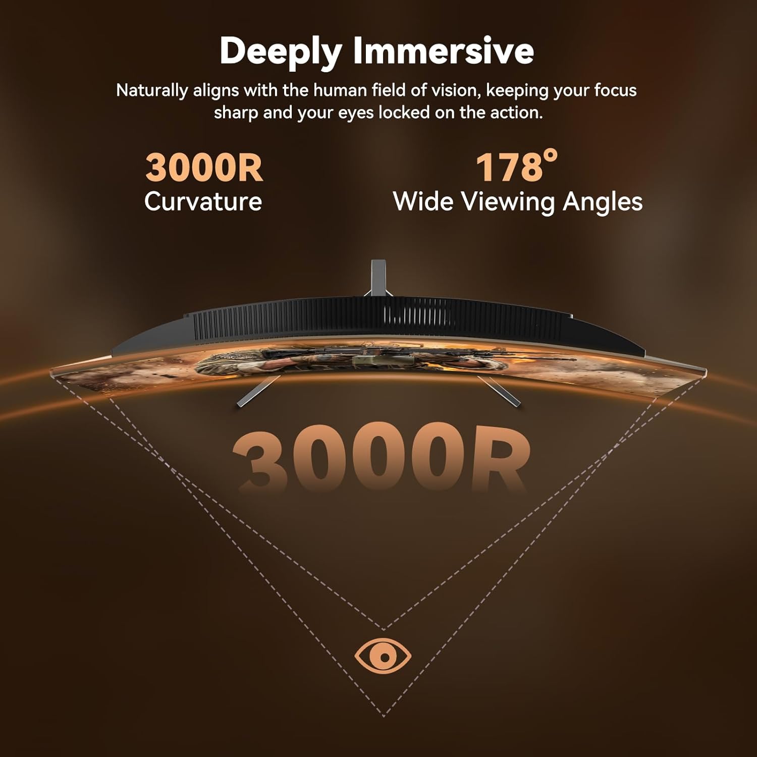 24 Inch Curved 200hz Gaming Monitor, FHD 1080p Computer Monitor with 3000R, 4000:1 Contrast, 1ms Response Time, 99% sRGB, AMD FreeSync, Eye Care, HDMI 2.0 & DP 1.4, VESA Mount, for Game & Office