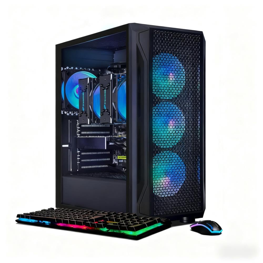 STGAubron Gaming PC Desktop Computer, AMD Ryzen 5 5500 up to 4.2GHz, GeForce RTX 3050 6G, 16GB DDR4, 512G SSD, WiFi 6 & BT 5.0, RGB Fan x 2, Windows 11 Home