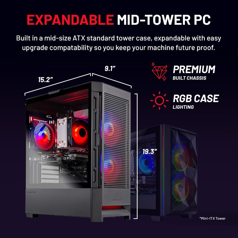 Skytech Gaming Blaze4 Mini Desktop PC, Intel i5 14400F 2.5 GHz (4.7GHz Turbo), NVIDIA RTX 5060 Ti 16GB, 1TB Gen4 NVMe SSD, 16GB DDR5 RAM 5200, 650W Gold PSU, Wi-Fi, Win 11