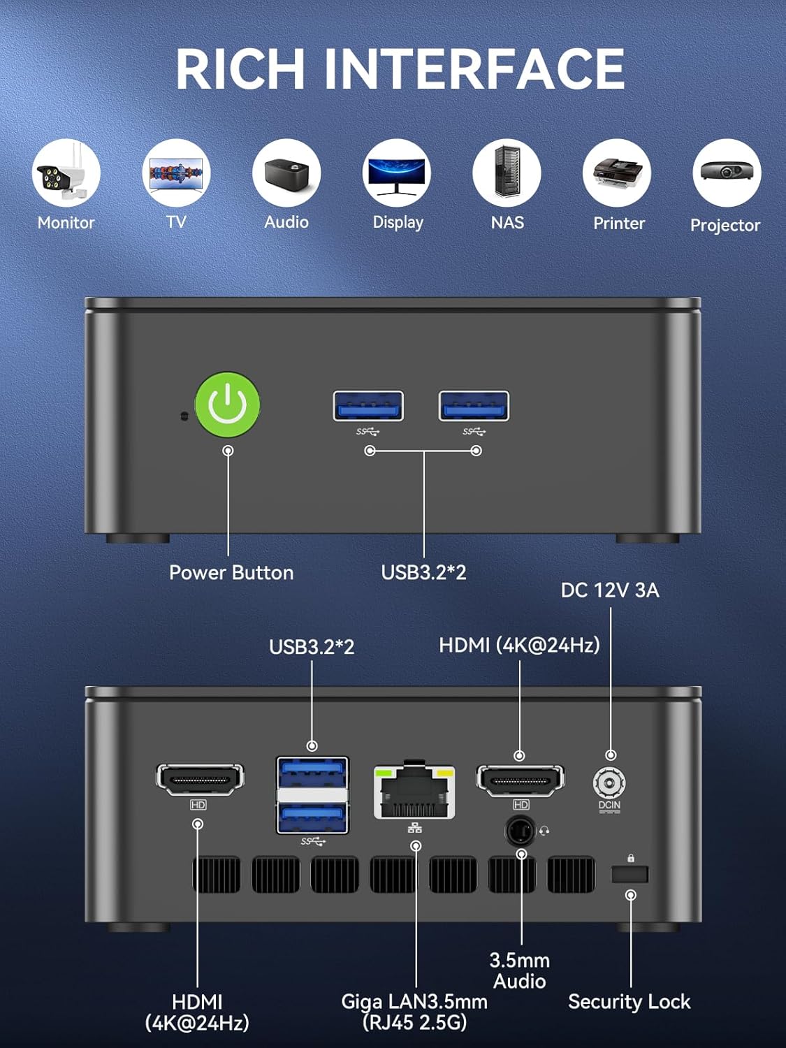 GMKtec Mini PC, G3 PRO Intel Core i3-10110U (Beats 4300U/N150), 16GB DDR4 RAM (Dual Channel) 512GB PCIe M.2 SSD, Desktop Computer 4K Dual HDMI/USB3.2/WiFi 6/BT5.2/2.5GbE for Office, Business
