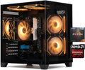 ALCPOK Gaming PC Desktop, AMD Ryzen 7 5700G 3.8GHz, 16GB DDR4 3200MHz RAM, 1TB NVMe SSD, 550W Bronze Power Supply, ARGB Fans,Tower Computer for Office,Light Gaming,Photo Editing