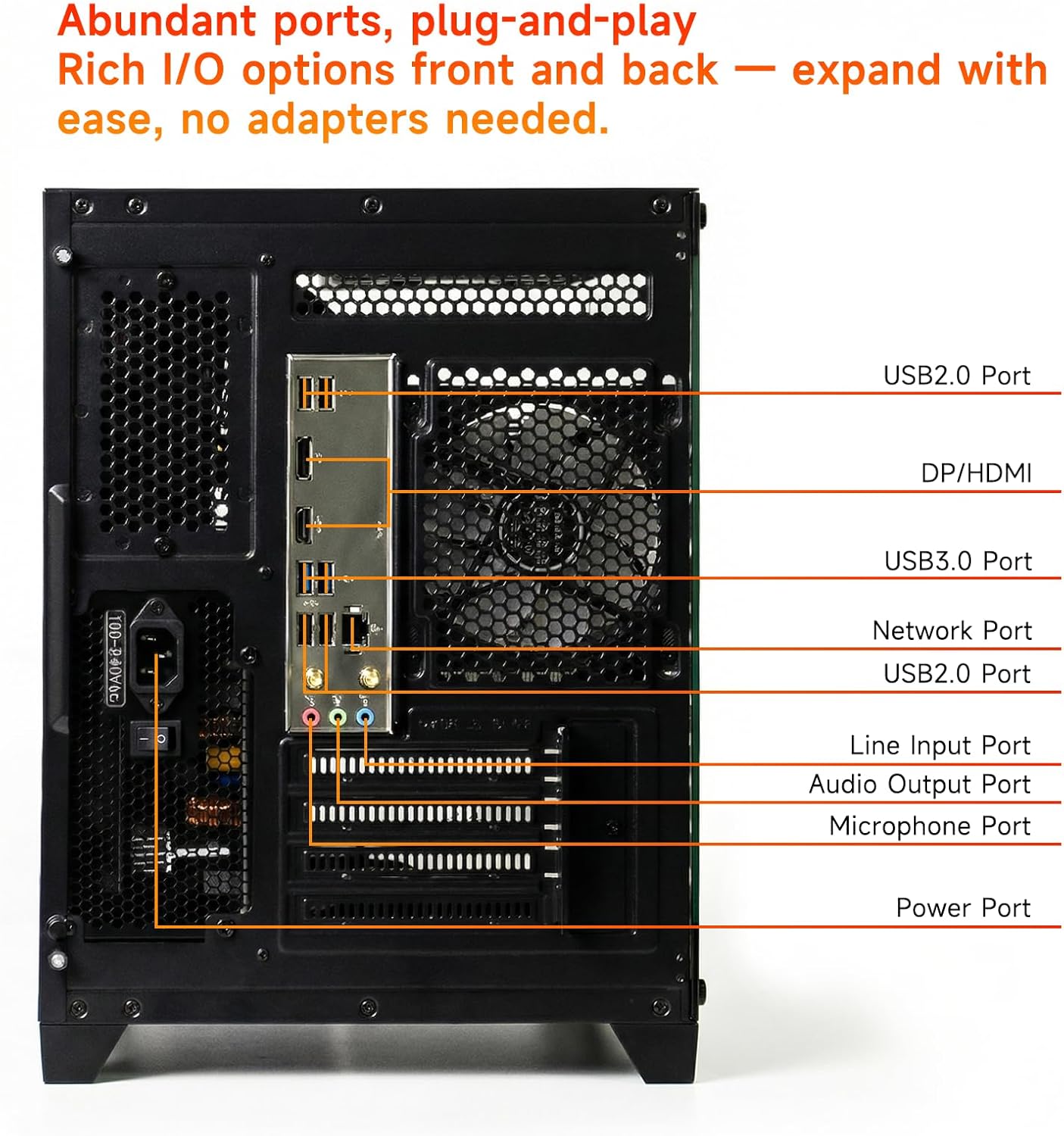 ALCPOK Gaming PC Desktop, AMD Ryzen 7 5700G 3.8GHz, 16GB DDR4 3200MHz RAM, 1TB NVMe SSD, 550W Bronze Power Supply, ARGB Fans,Tower Computer for Office,Light Gaming,Photo Editing