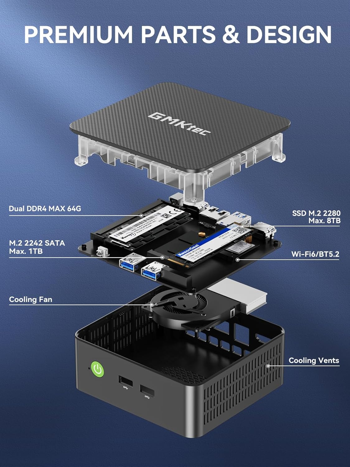GMKtec Mini PC, G3 PRO Intel Core i3-10110U (Beats 4300U/N150), 16GB DDR4 RAM (Dual Channel) 512GB PCIe M.2 SSD, Desktop Computer 4K Dual HDMI/USB3.2/WiFi 6/BT5.2/2.5GbE for Office, Business