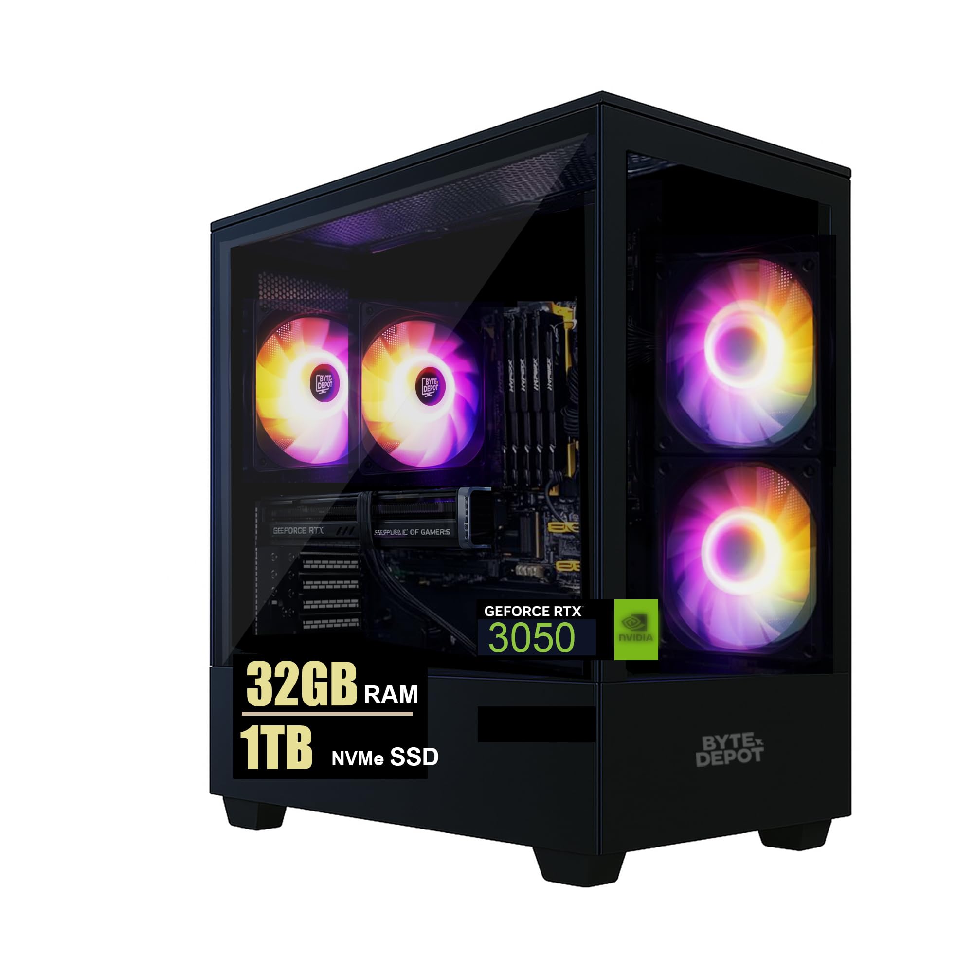 Gamer Master Gaming Desktop PC - Intel Core i7, 32GB RAM, 1TB NVMe M.2 SSD, NVIDIA GeForce RTX 3050 6GB GDDR6, WiFi 6 Ready & Windows 11 Pro