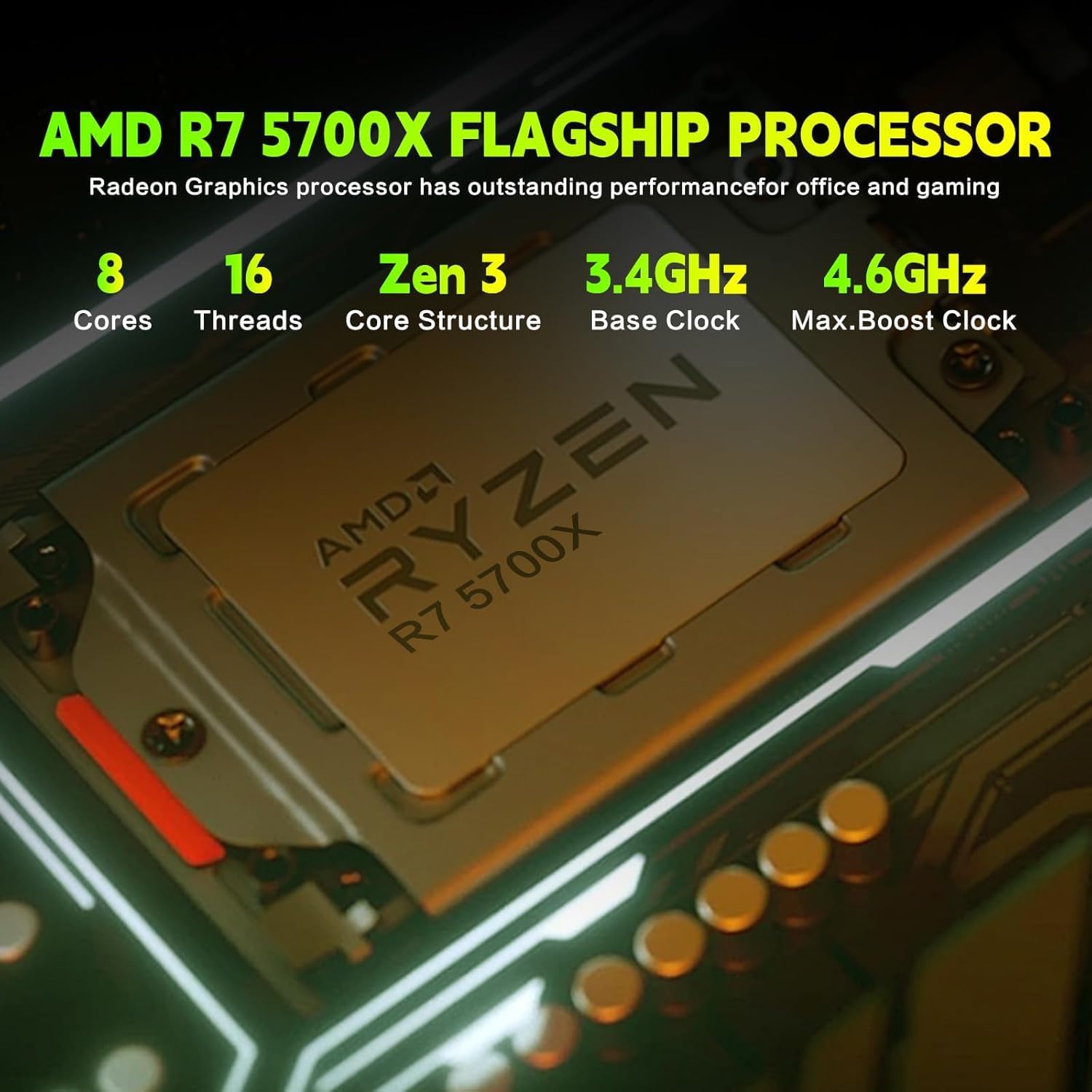 AEXPXO Prebuilt Gaming PC Desktop, AMD Ryzen 7 5700X, RTX 5060 8GB GDDR7, 16GB DDR4 3200MHz, 1TB NVMe SSD, ARGB Cooler, WiFi, 550W Bronze PSU, Gaming Computer for Gaming Streaming & Content Creation