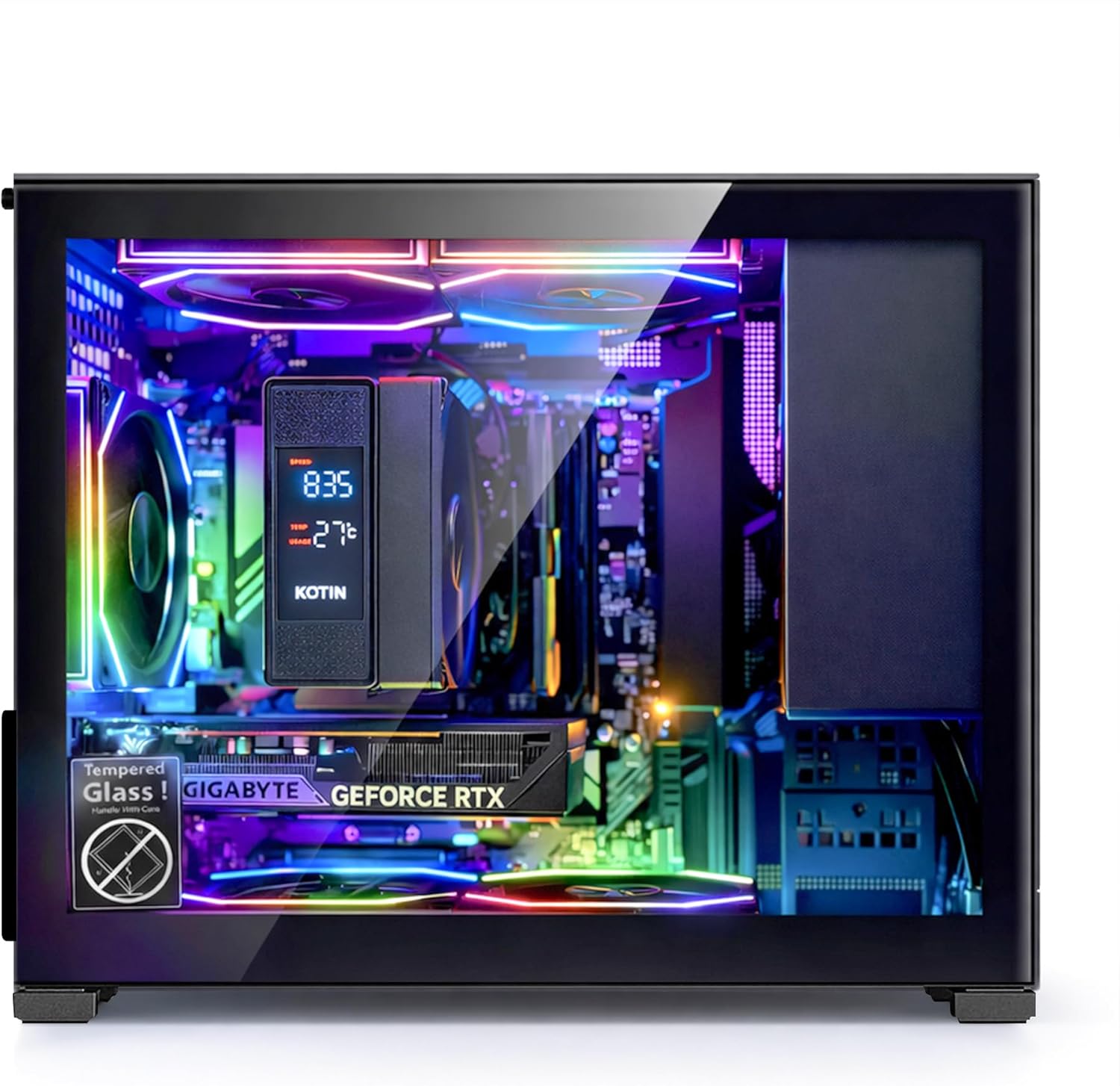 KOTIN Gaming PC D32B, AMD Ryzen 5 9600X Up to 5.4GHz, GeForce RTX 5060 8GB, 650W 80 Plus Gold PSU, Digital Display Air Cooler, 5 ARGB Fans, 16GB DDR5 6000MHz, 1TB PCIe 4.0 SSD, WiFi 7 Win11 Home