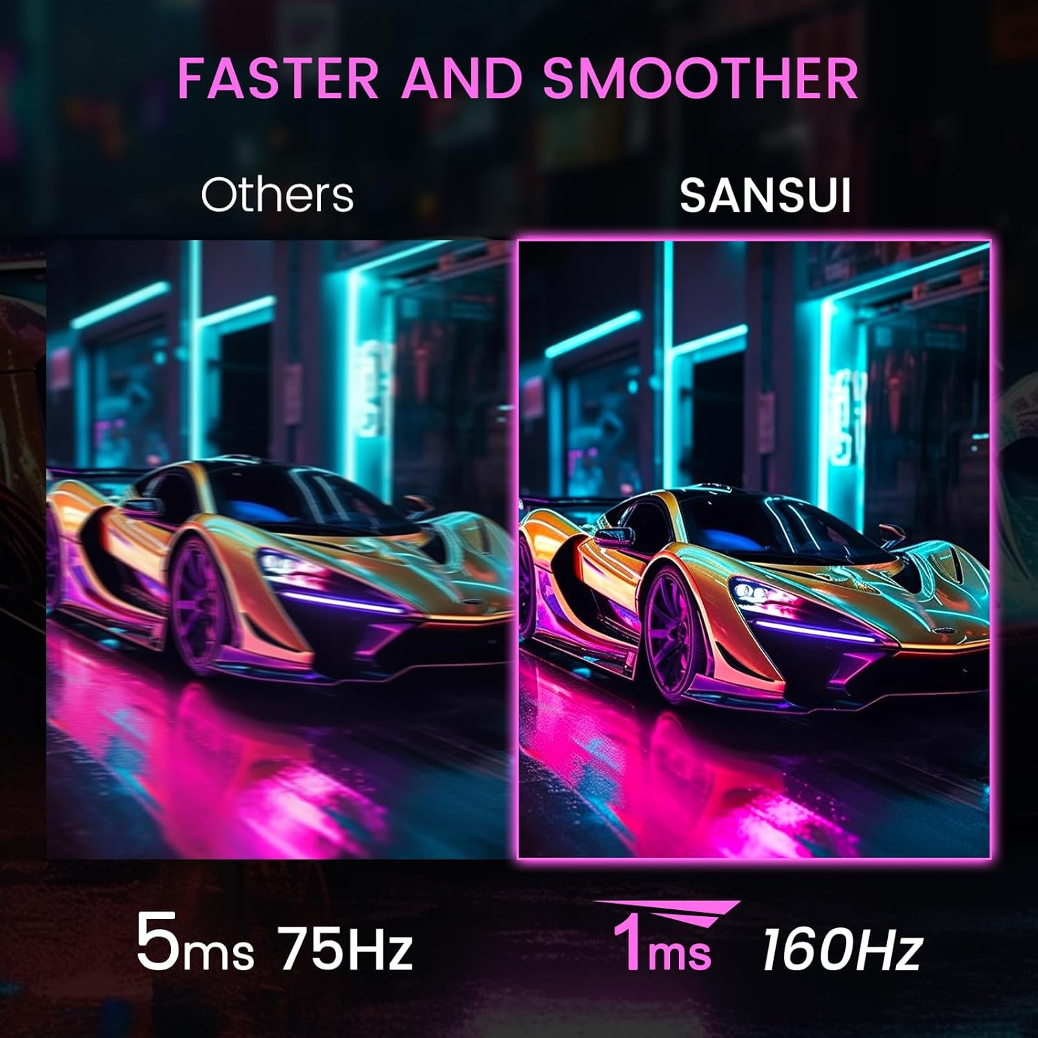 SANSUI 24 Inch Gaming Monitor 160Hz FHD 1080P Computer Monitor, FreeSync 1ms 4000:1 Contrast, HDMI DP Ports VESA Support Eye Care Monitor for Gaming Office (HDMI Cable Included ES-G24F4M)