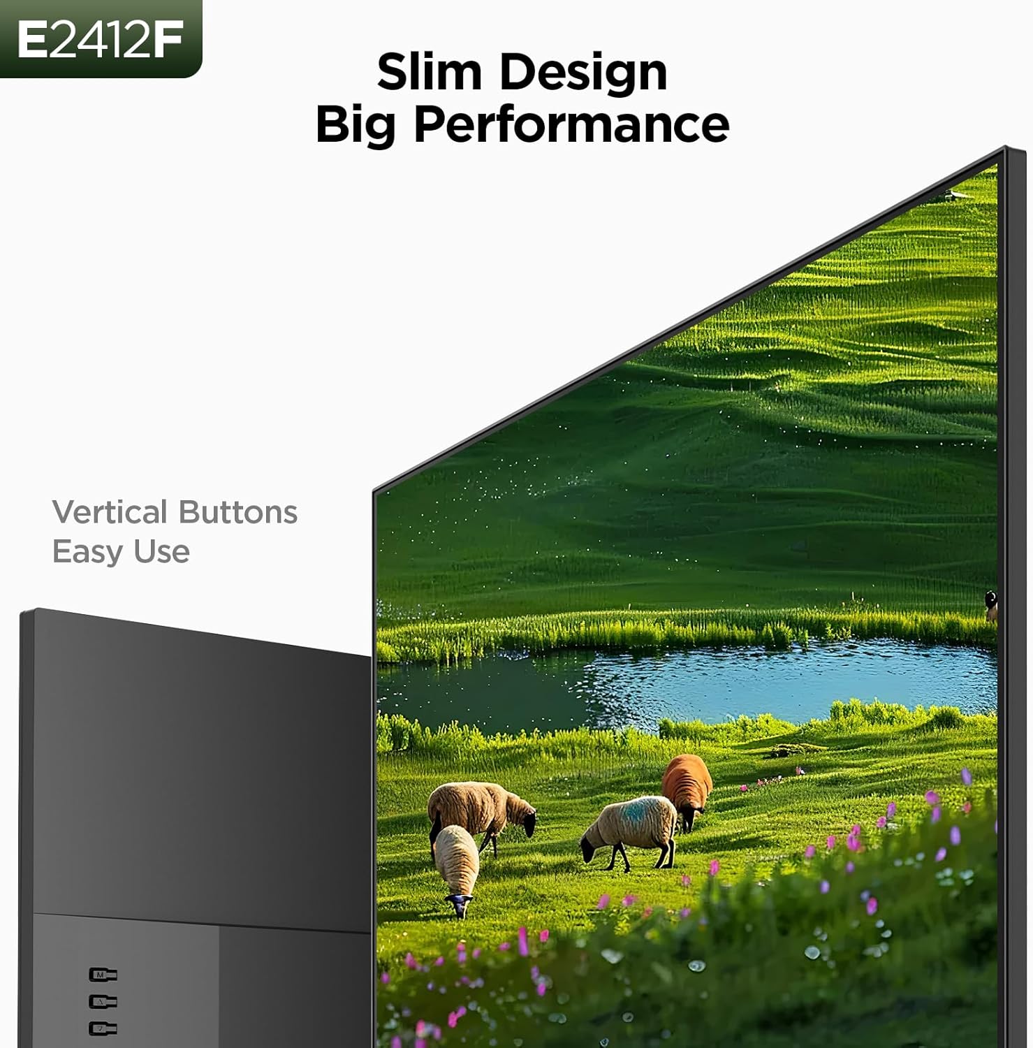 KOORUI 24-inch Computer Monitor Full HD 1920 x 1080p 100Hz VA Display 4000:1 Contrast Ratio with HDMI VGA, TÜV Rheinland Certified, 100 x 100 mm VESA Mountable, Ultra-Slim Design, Tilt, Black, E2412F