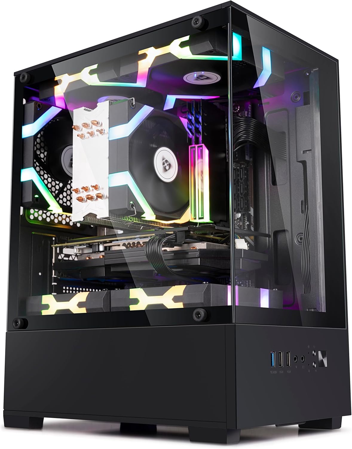 suevery 16GB RAM Core i7 3.6GHz 4-Core Processor NVMe 256GB Prebuilt Tower Desktop Computer for Home or Office PC Black with WiFi HDMI