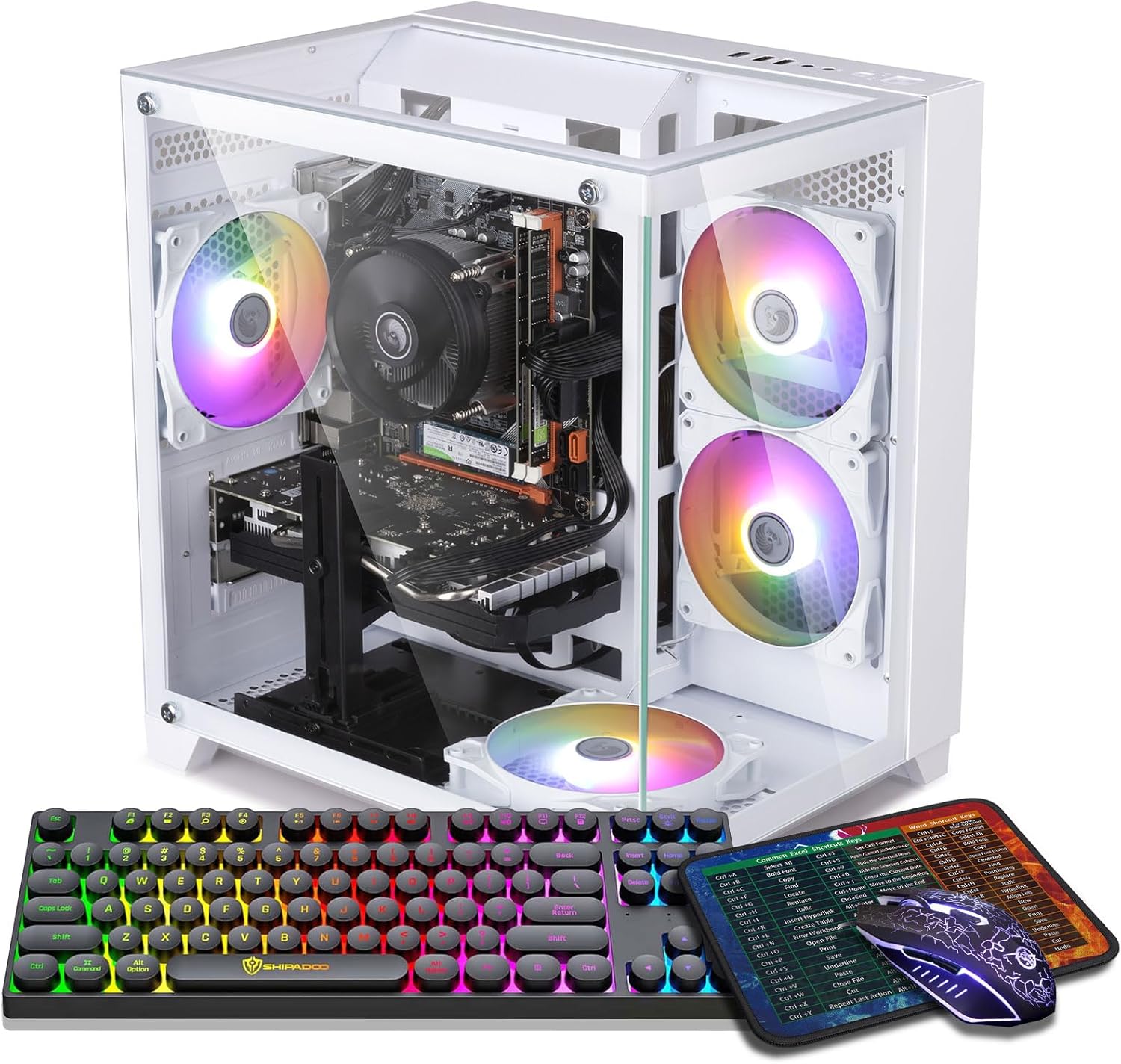 Gaming PC Desktop Computer, Intel Core I7 up to 3.9GHz, GTX 1050Ti 4G GDDR5, 16G RAM, 512GB SSD, WiFi 5.0, Prebuilt Gaming PC Tower Computer with 5 RGB Fan