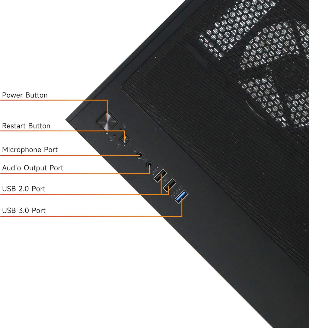 ALCPOK Gaming PC Desktop, AMD Ryzen 7 5700G 3.8GHz, 16GB DDR4 3200MHz RAM, 1TB NVMe SSD, 550W Bronze Power Supply, ARGB Fans,Tower Computer for Office,Light Gaming,Photo Editing