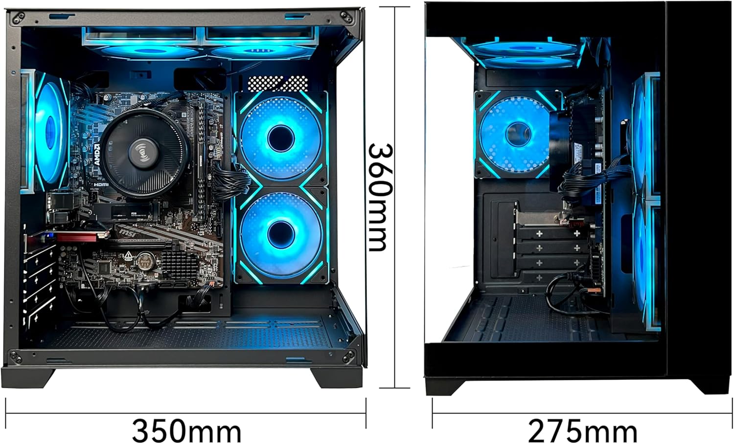 YAWYORE Gaming PC Desktop Computer AMD Ryzen 5 5600GT,16GB DDR4 3200MHz,1TB M.2 NVMe PCle,550W 80PLUS PSU,WiFi,Game Design Office Console,Sea View Room, Towers PC (Black)