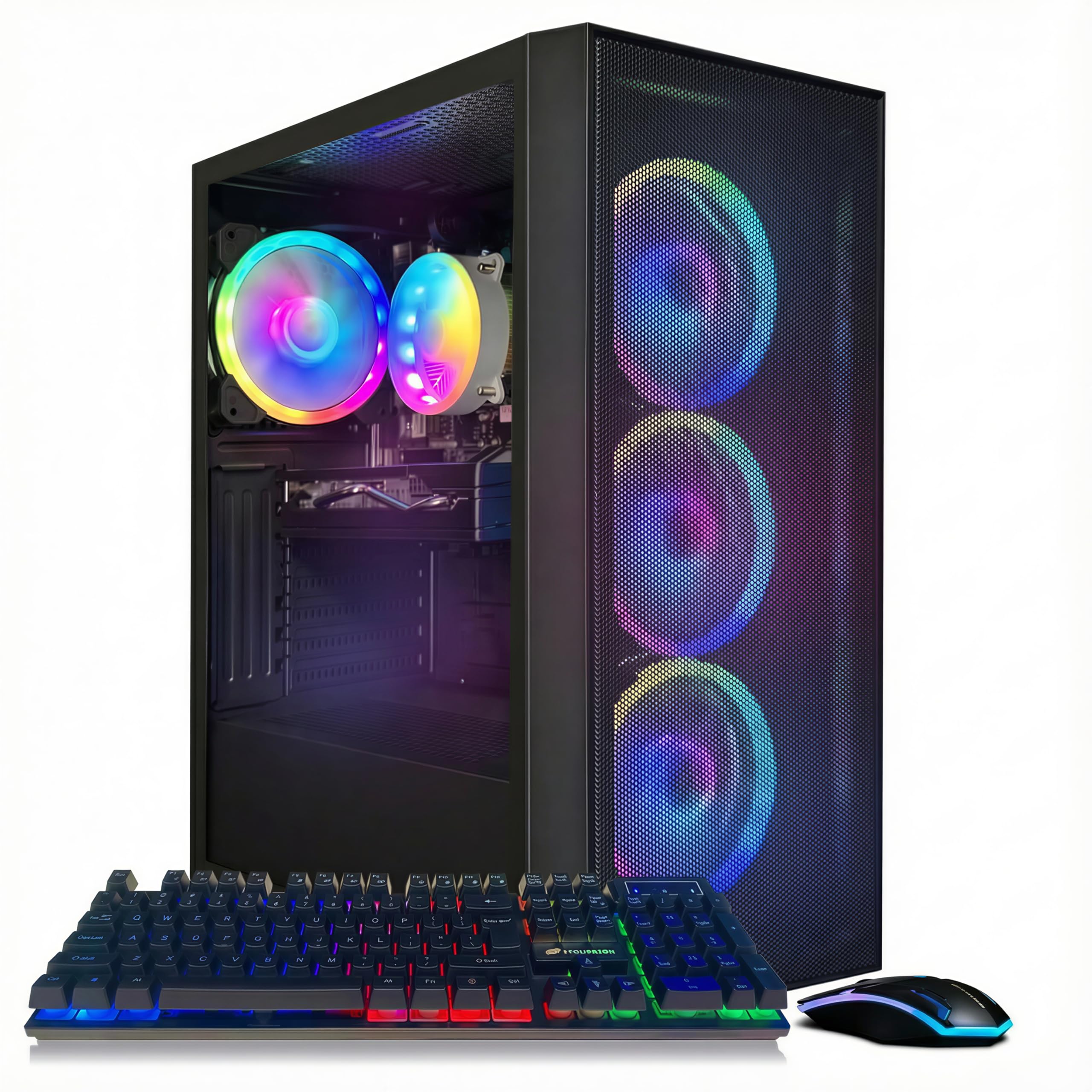 STGAubron Gaming PC Desktop Computer, AMD Ryzen 5 5500 up to 4.2GHz, GeForce RTX 3050 6G, 16GB DDR4, 512G SSD, WiFi 6 & BT 5.0, RGB Fan x 2, Windows 11 Home