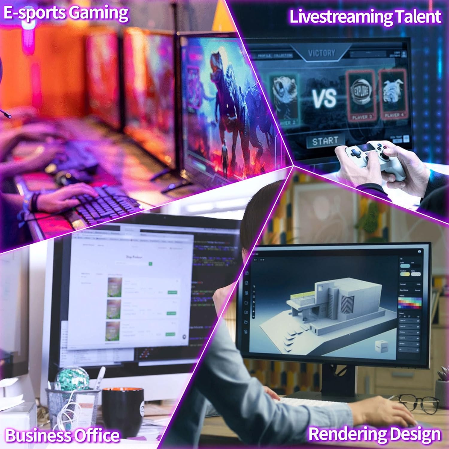 Gaming PC Desktop Computer, Intel Core I7 up to 3.9GHz, GTX 1050Ti 4G GDDR5, 16G RAM, 512GB SSD, WiFi 5.0, Prebuilt Gaming PC Tower Computer with 5 RGB Fan