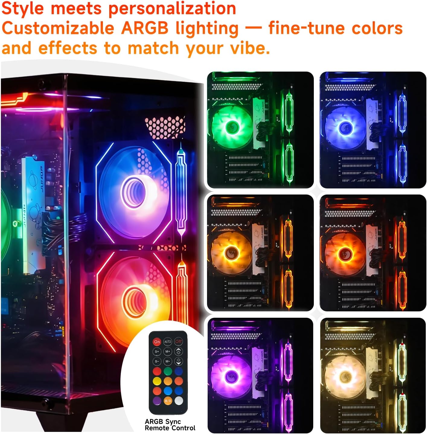 ALCPOK Gaming PC Desktop, AMD Ryzen 7 5700G 3.8GHz, 16GB DDR4 3200MHz RAM, 1TB NVMe SSD, 550W Bronze Power Supply, ARGB Fans,Tower Computer for Office,Light Gaming,Photo Editing