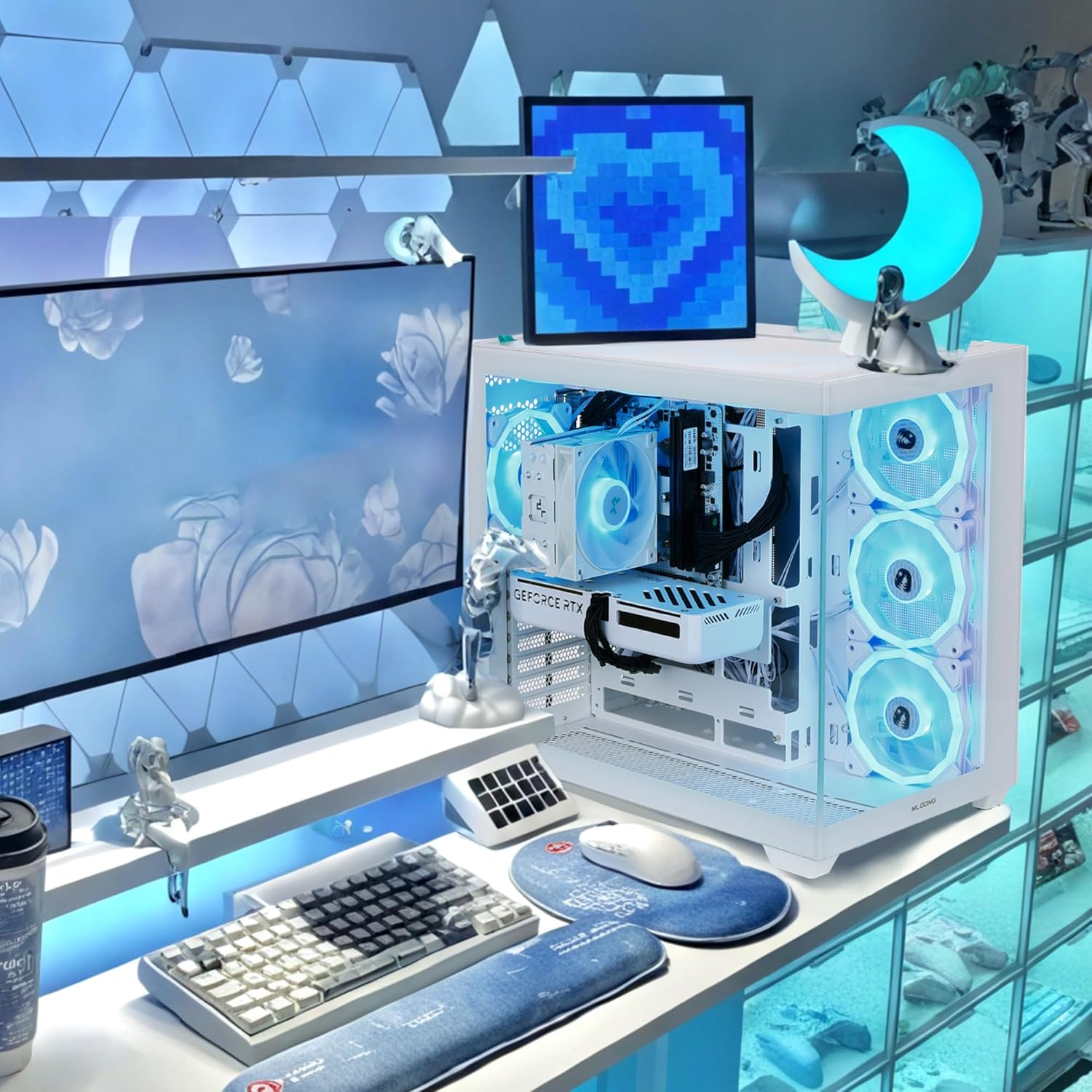 MLOONG Gaming PC Desktop for Gamers & Streamers，AMD Ryzen 5 5500 up to 4.2GHz, GeForce RTX 5060 8GB GDDR6, 1TB NVMe SSD, 16GB DDR4 RAM, 650W 80+ Bronze PSU, Wi-Fi, Windows 11 Home