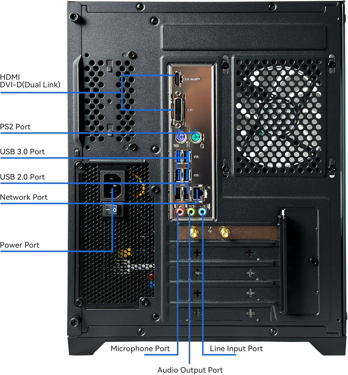 YAWYORE Gaming PC Desktop Computer AMD Ryzen 5 5600GT,16GB DDR4 3200MHz,1TB M.2 NVMe PCle,550W 80PLUS PSU,WiFi,Game Design Office Console,Sea View Room, Towers PC (Black)