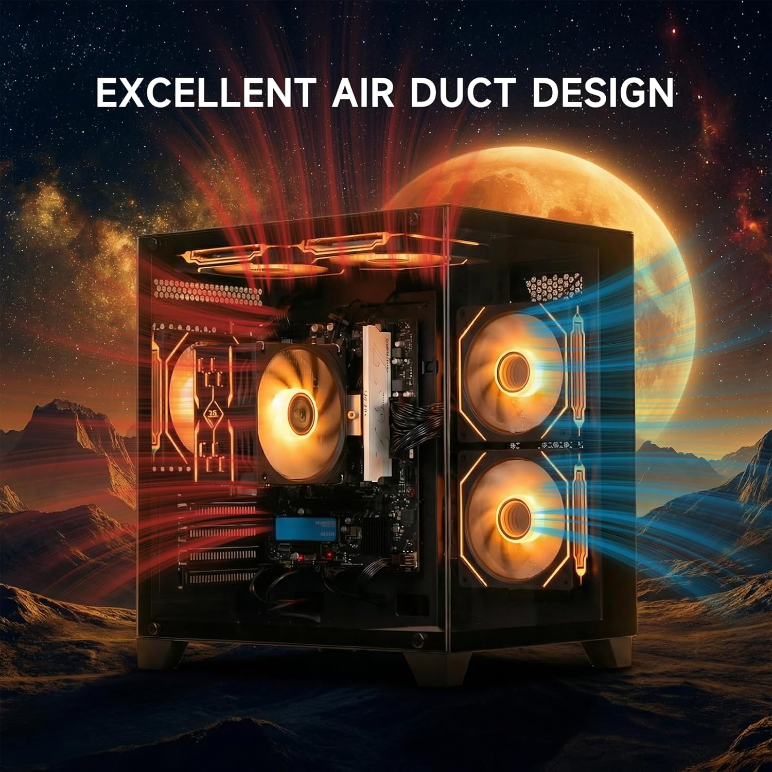 ALCPOK Gaming PC Desktop, AMD Ryzen 7 5700G 3.8GHz, 16GB DDR4 3200MHz RAM, 1TB NVMe SSD, 550W Bronze Power Supply, ARGB Fans,Tower Computer for Office,Light Gaming,Photo Editing