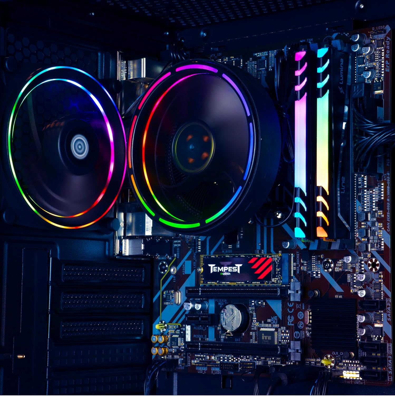 Periphio Terra Gaming PC Computer, AMD Ryzen 5 5600GT up to 4.6GHz with Radeon Vega 7 Graphics, 16GB RAM, 1TB NVMe SSD, WiFi, Windows 11, Black Desktop with RGB Gaming Bundle, 24" Monitor